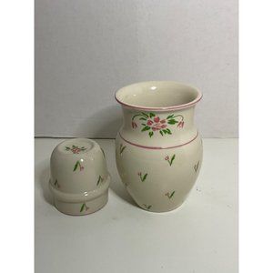 A 1985 Teleflora (2) Piece Bedside Water Carafe/Jug Tumble Up with a Unique Flor